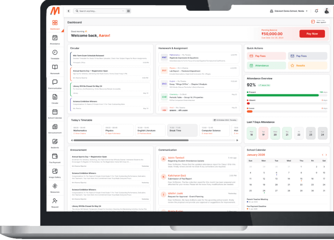 myMschool Student Dashboard