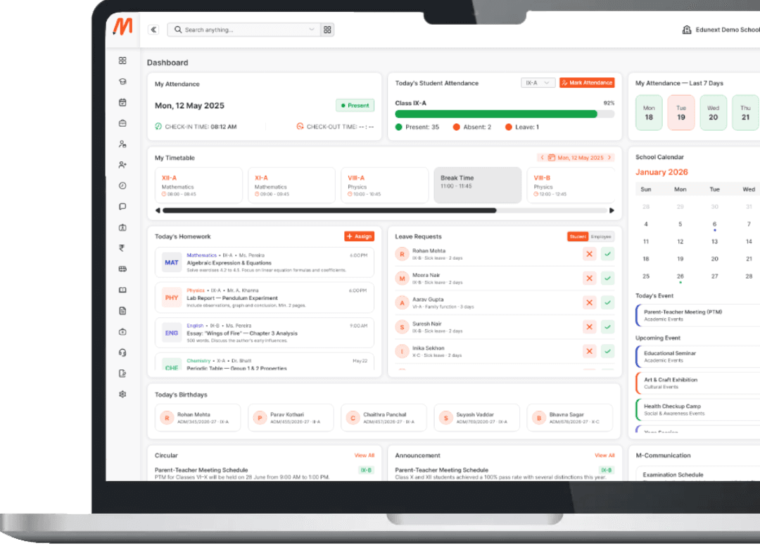 myMschool Teacher Dashboard